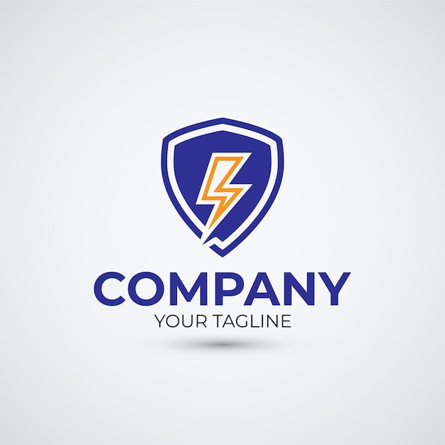 Diseño y ilustración vectorial del logotipo del escudo eléctrico de monograma moderno