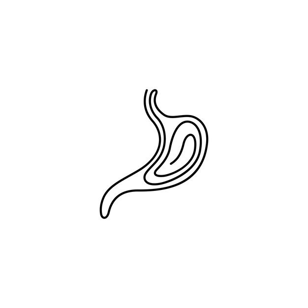 Diseño de ilustración vectorial del logotipo del estómago con estilo de línea continua