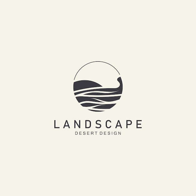 El diseño de la ilustración vectorial del logotipo minimalista del bosquejo artístico de la línea del desierto