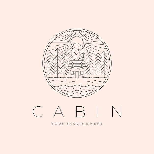 Diseño de ilustración vectorial de logotipo de paisaje de cabina Diseño de logotipo al aire libre