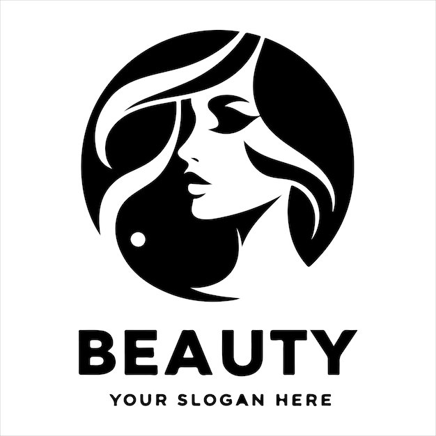 Diseño de ilustración vectorial del logotipo de la silueta de la belleza facial de la mujer