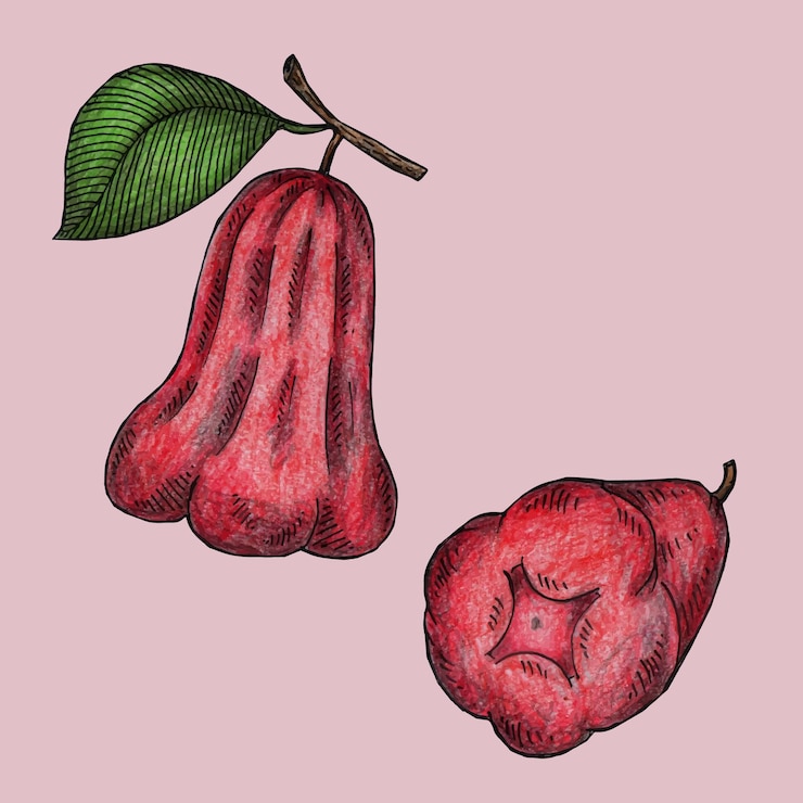 Vector diseño de ilustración vectorial de manzana de agua dibujada a mano