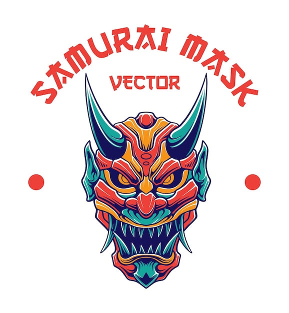 Diseño de ilustración vectorial de máscara samurái japonesa