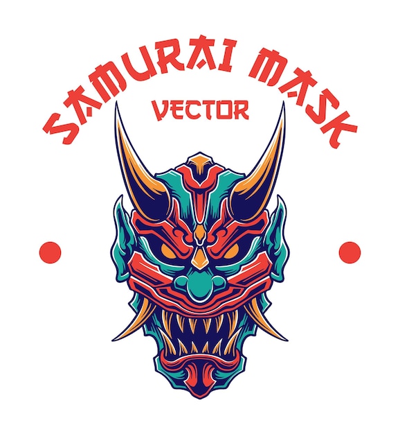 Diseño de ilustración vectorial de máscara samurái japonesa