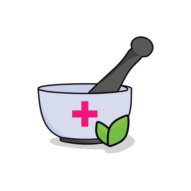 diseño de ilustración vectorial de medicina herbal símbolo rosa más con hoja verde o fondo blanco