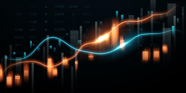 diseño de ilustración vectorial de negocios Gráficos del mercado de valores o gráficos de comercio de divisas para negocios