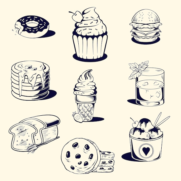 diseño de ilustración vectorial de pasteles alimenticios