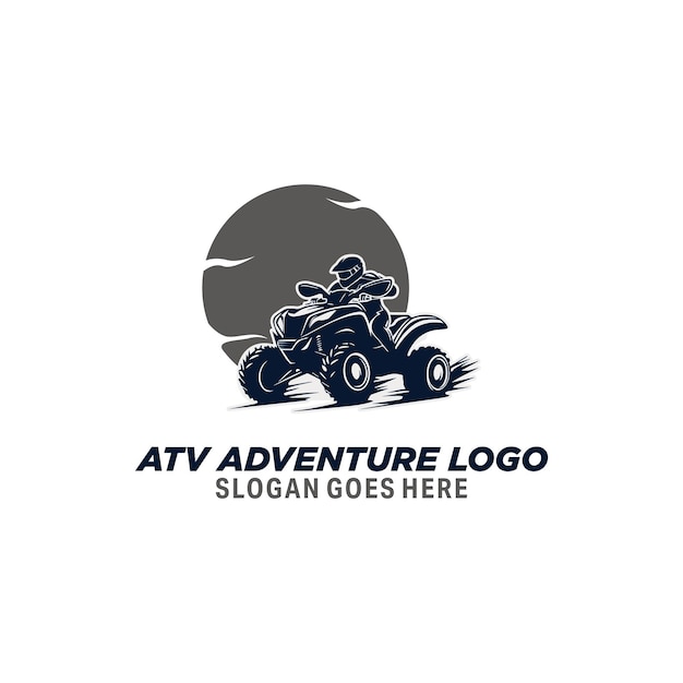 El diseño de la ilustración vectorial de la plantilla del logotipo de ATV Adventure