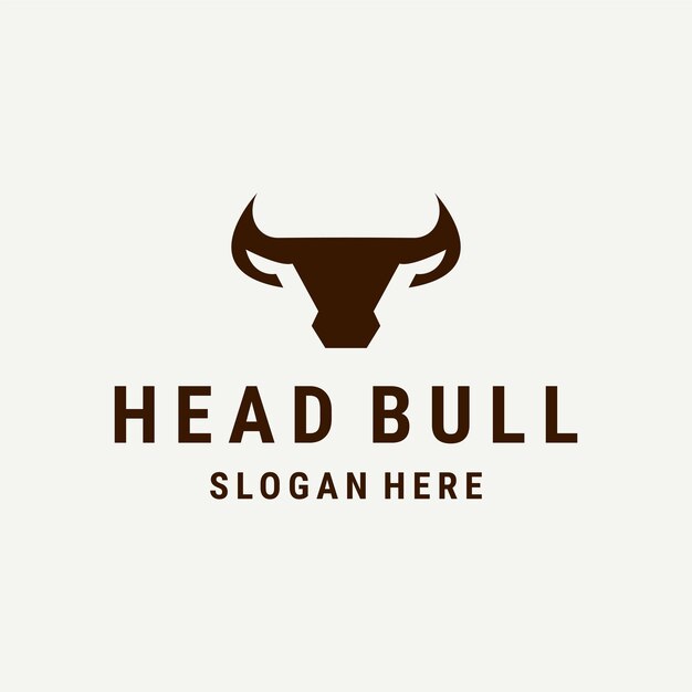Diseño de ilustración vectorial de la plantilla del logotipo de la cabeza del toro