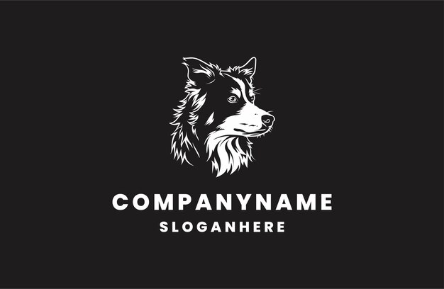 Diseño de ilustración vectorial de la plantilla del logotipo del perro cabeza