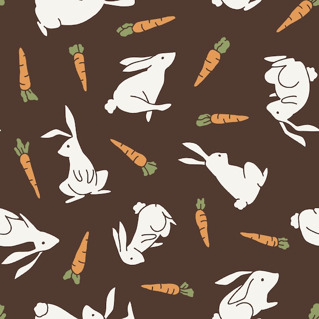 El diseño de la ilustración vectorial de Rabbit Bunny Carrot Seamless Pattern