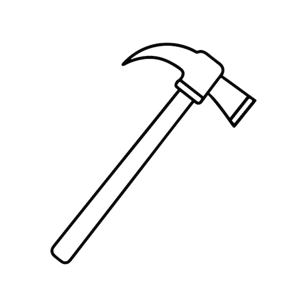 diseño de ilustración vectorial de silueta de línea de martillo