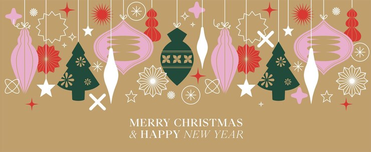 Vector diseño de ilustración vectorial para tarjeta de felicitación de navidad banner con tipografía e iconos geométricos simples para fondo de navidad