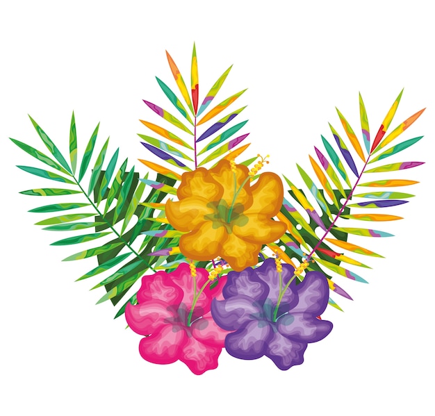 diseño de ilustración vectorial tarjeta de flores decorativas tropicales