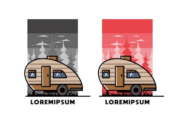 Diseño de ilustración vintage camper de lágrima