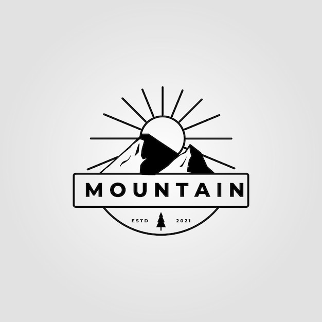 diseño de ilustración vintage de logotipo de montaña al aire libre
