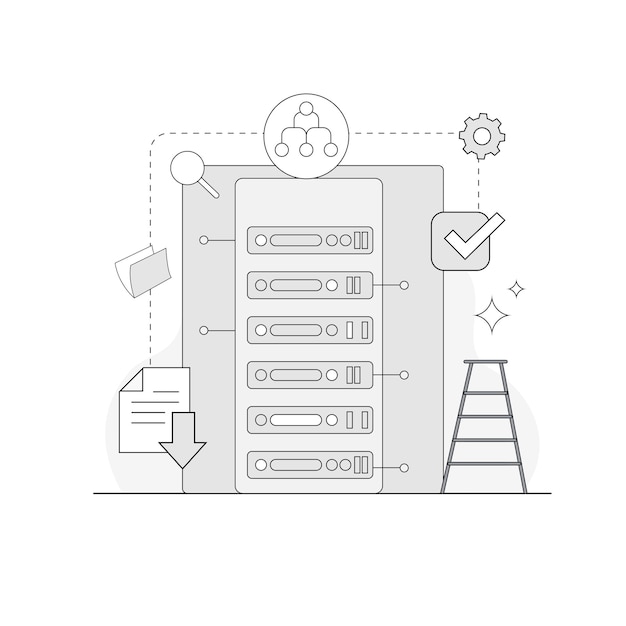 diseño de ilustración web para servidor web o distribución de carga del servidor
