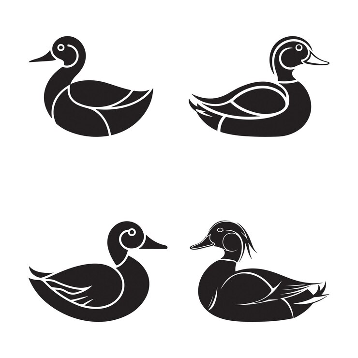 Diseño de ilustraciones de arte vectorial de silueta de pato