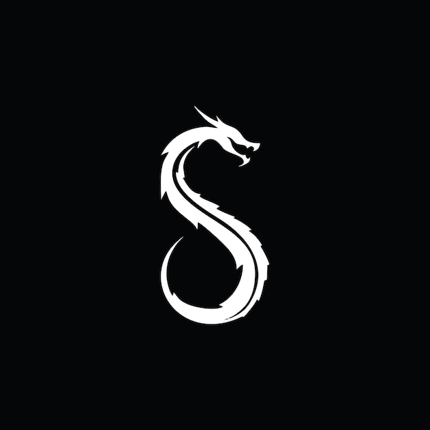 Diseño de ilustraciones artísticas vectoriales de las letras del logotipo del dragón