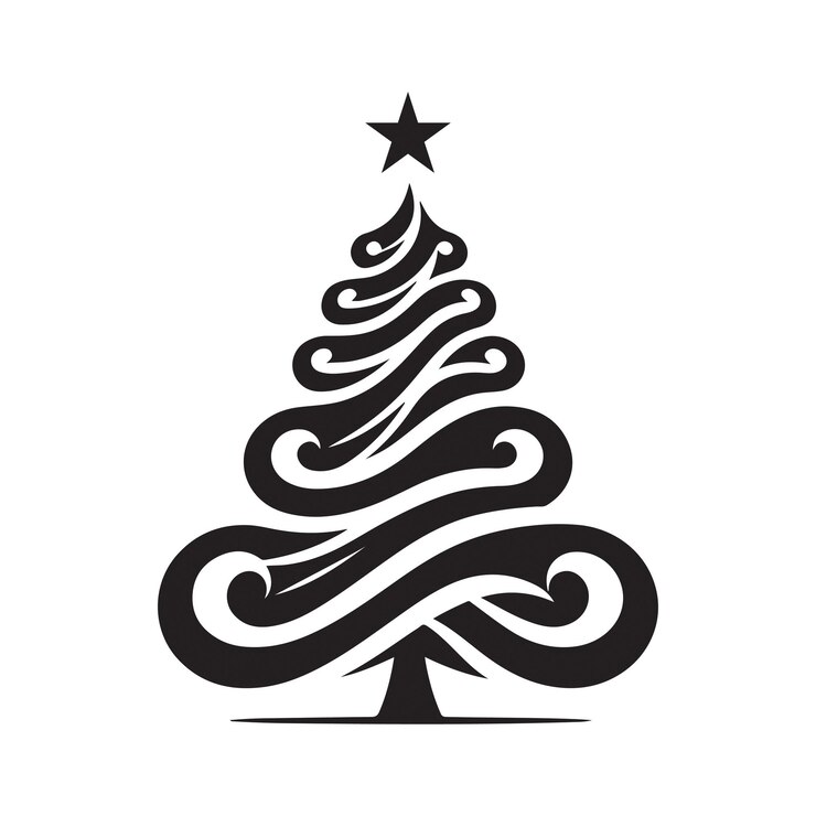 Diseño de ilustraciones artísticas vectoriales de siluetas de árboles de Navidad