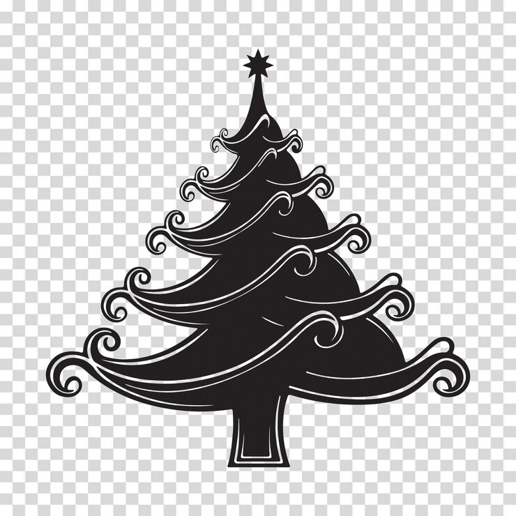 Diseño de ilustraciones artísticas vectoriales de siluetas de árboles de Navidad
