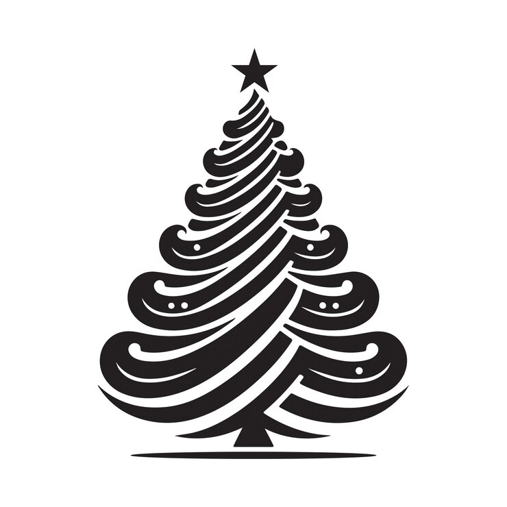 Diseño de ilustraciones artísticas vectoriales de siluetas de árboles de Navidad