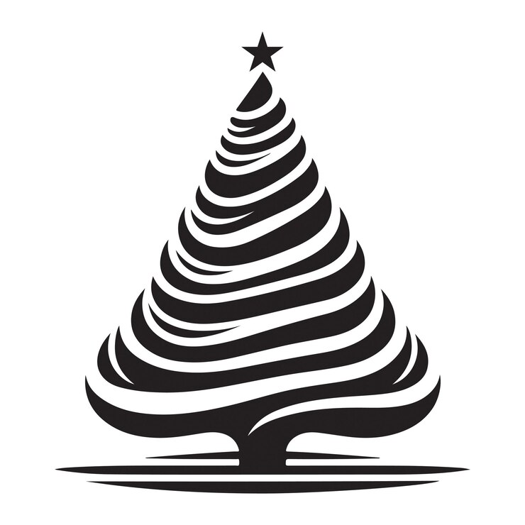 Diseño de ilustraciones artísticas vectoriales de siluetas de árboles de Navidad