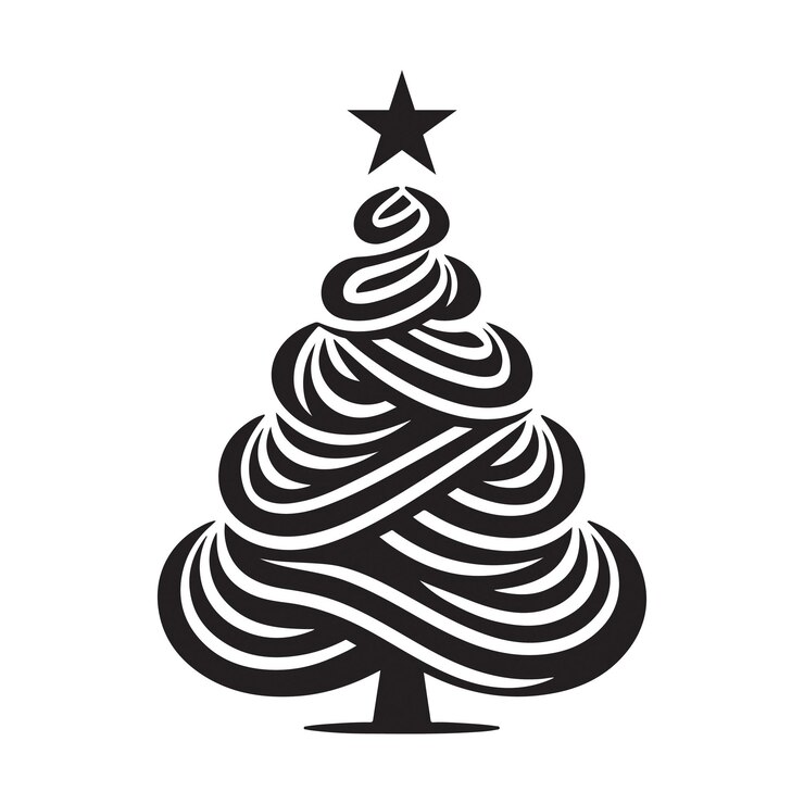 Diseño de ilustraciones artísticas vectoriales de siluetas de árboles de Navidad