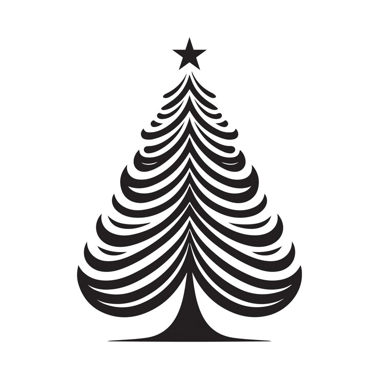 Diseño de ilustraciones artísticas vectoriales de siluetas de árboles de Navidad