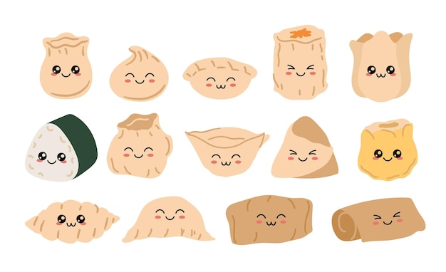 Diseño de ilustraciones de caras de Dimsum Cute