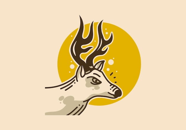 Diseño de ilustraciones de ciervos con cuernos puntiagudos