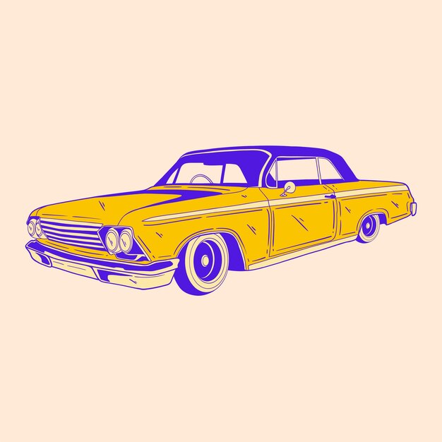 Vector diseño de ilustraciones de coches clásicos retro 60