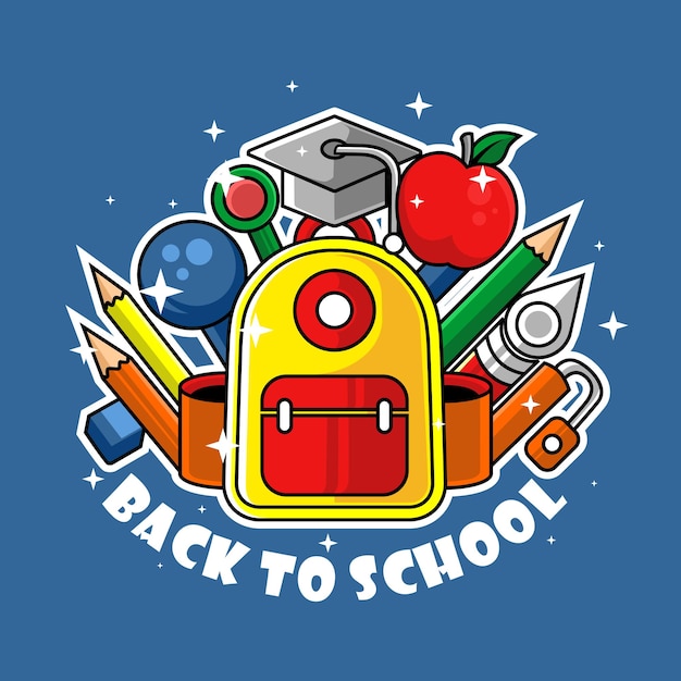 El diseño de ilustraciones en color de la vuelta a la escuela irradia el espíritu del aprendizaje futuro