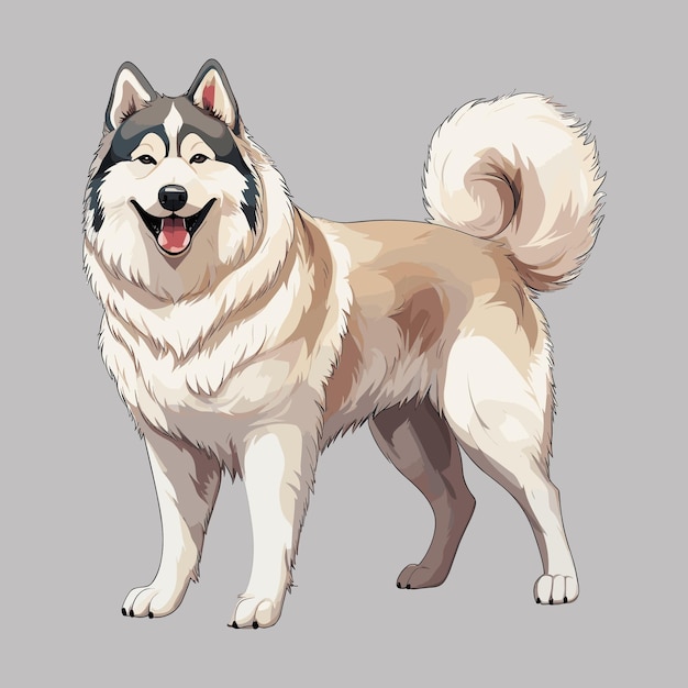 Diseño de ilustraciones de dibujos animados de perros akita