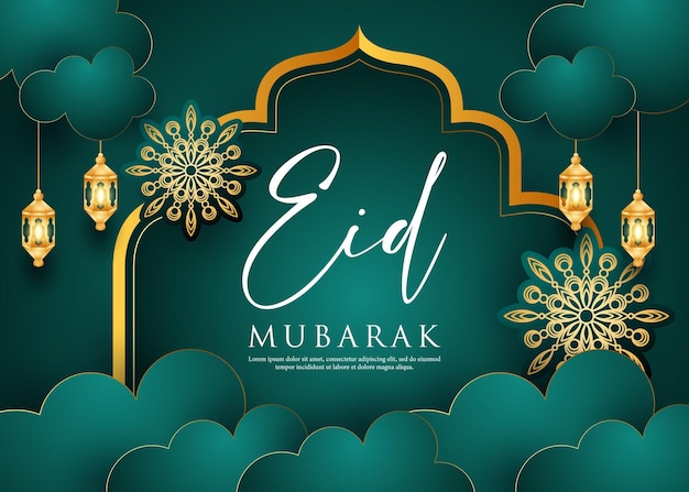 Diseño de ilustraciones de Eid Mubarak Contexto islámico