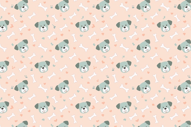 Diseño de ilustraciones de estilo plano de fondo con patrón de perro y hueso