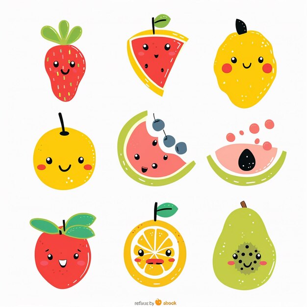 diseño de ilustraciones de frutas de fondo vector saludable orgánico fresco verano naturaleza coll