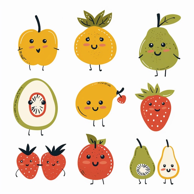 diseño de ilustraciones de frutas de fondo vector saludable orgánico fresco verano naturaleza coll
