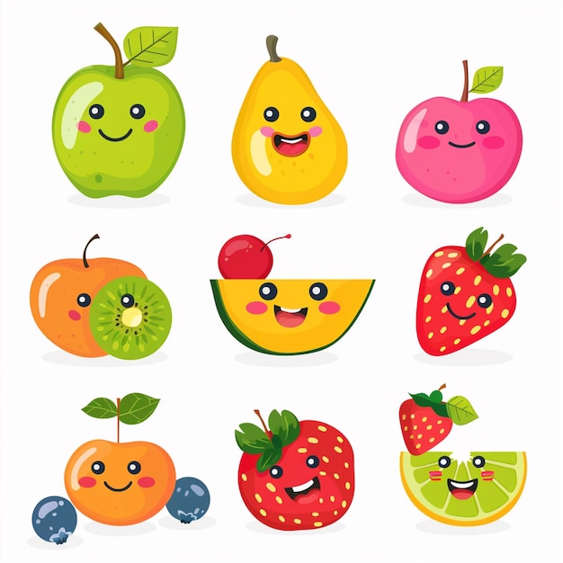 diseño de ilustraciones de frutas de fondo vector saludable orgánico fresco verano naturaleza coll