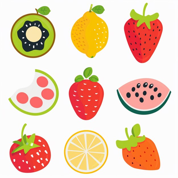 diseño de ilustraciones de frutas de fondo vector saludable orgánico fresco verano naturaleza coll