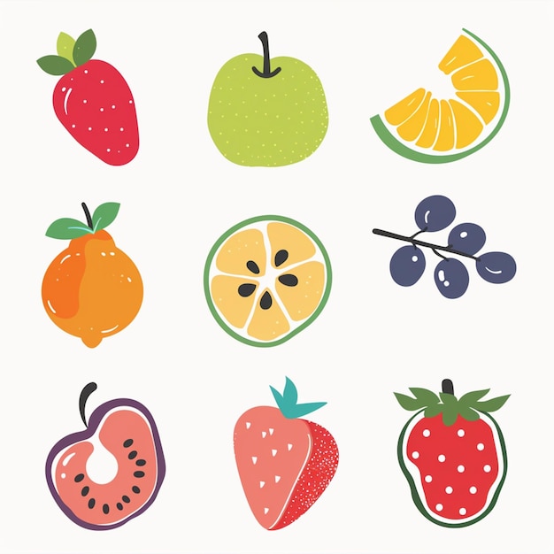 diseño de ilustraciones de frutas de fondo vector saludable orgánico fresco verano naturaleza coll