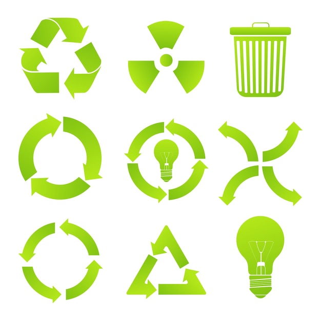 Diseño de ilustraciones de iconos ecológicos vectoriales creativos