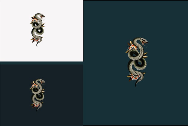 Diseño de ilustraciones de ilustración de vector enojado de serpiente