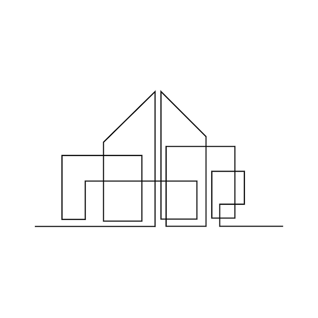 Diseño de ilustraciones de la línea de la casa de arquitectura