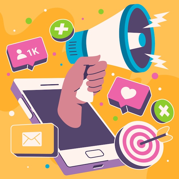 Diseño de ilustraciones de marketing digital dibujadas a mano
