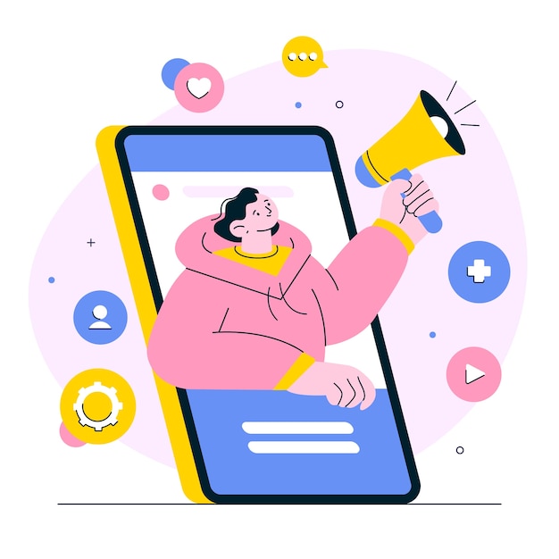 Diseño de ilustraciones de marketing digital dibujadas a mano