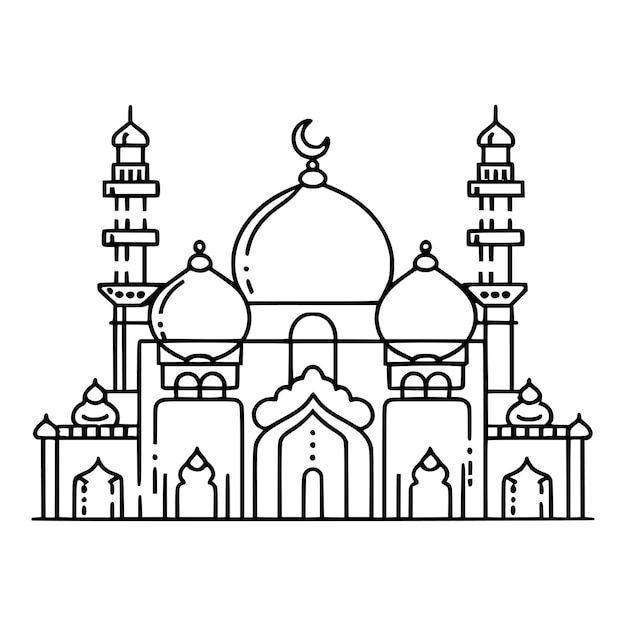 Diseño de ilustraciones de mezquitas islámicas para Ramadán Kareem y Eid Mubarak