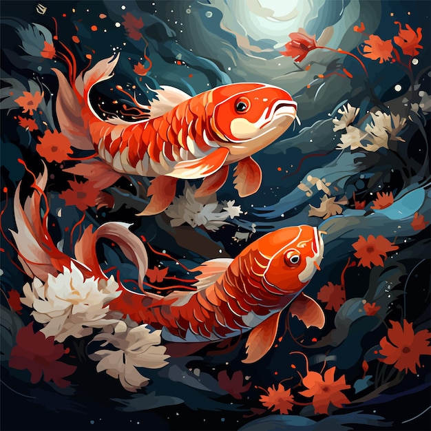 Diseño de ilustraciones de peces koi