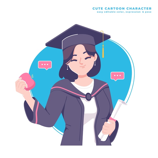 diseño de ilustraciones de personajes de chicas de graduación