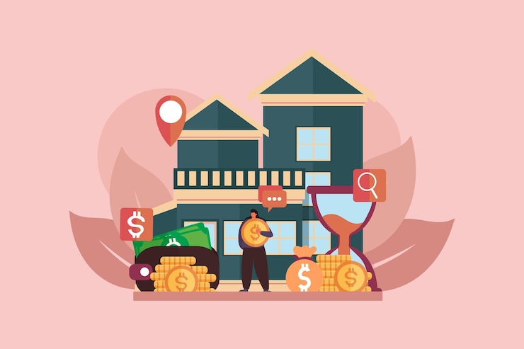 Vector diseño de ilustraciones de pisos inmobiliarios